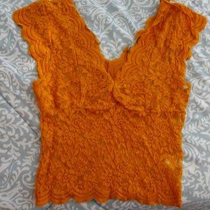 Zara Yellow Lace Top